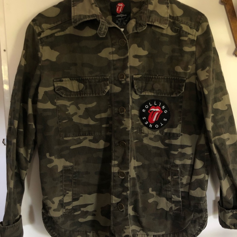 camo rolling stones jean jacket